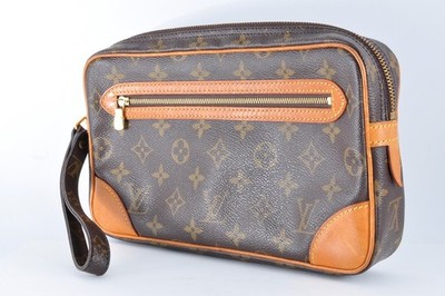 Auth Louis Vuitton Monogram Marly Dragonne GM M51820 Clutch Bag Brown France