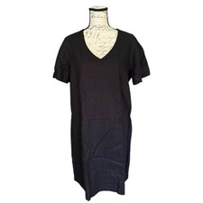 Nicole Miller Original Black V Neck Linen Dress Size Large