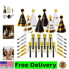 30 Pcs Gold Birthday Party Hats Cone Hats Includes 8 Birthday Paper Hats and ...