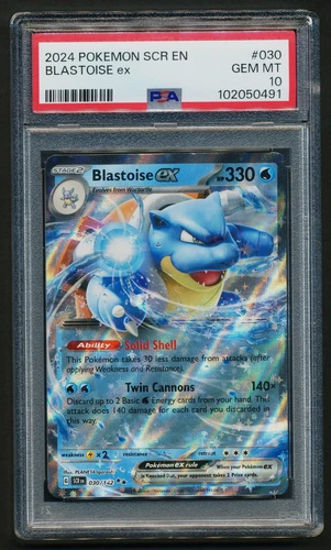 Blastoise ex 030/142 Double Rare Holo Pokémon 2024 Stellar Crown PSA 10 GEM MINT