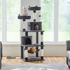 62.2" Cat Tree Tower Activity Condo with Platform Hammock Scratching Posts US