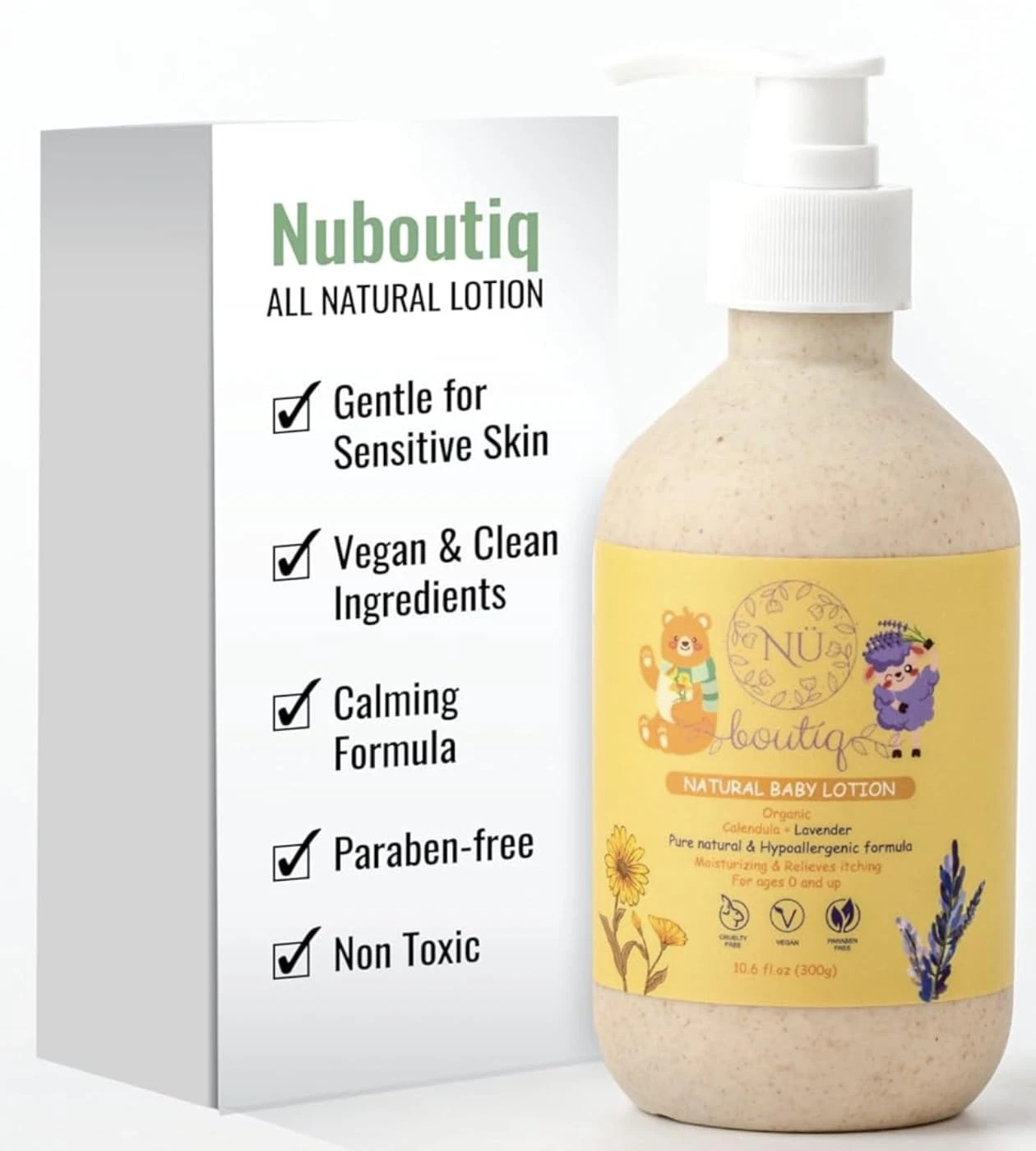 Organic Vegan Baby Lotion – Calendula & Lavender for Gentle Moisturizing Slee...