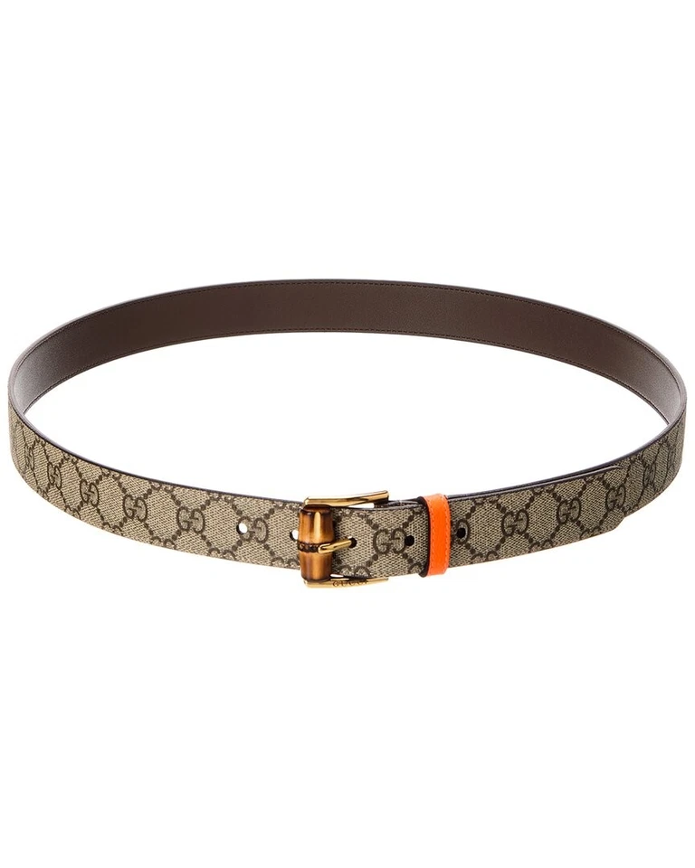 Gucci Gg Supreme Canvas & Leather Belt Women's