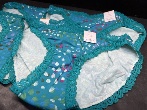 4 Pack! Auden Women's Lace Trim Cotton Bikini Underwear Size M (8-10) Green - Picture 2 of 7