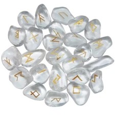 Clear Quartz Rune Crystal Stones Set Elder futhark Reiki Healing gemstone 25 Pcs