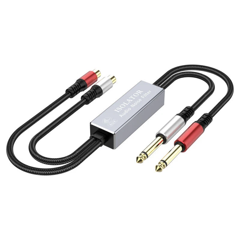 Dual 6.35mm to 2 RCA Female Ground Loop Isolator Hum Eliminator Audio Adapter - Image 3 of 3