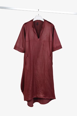 Bellinky Burgundy Shiny French Terry Maxi Dress, Size M