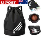 Drawstring Sports Bag Backpack with Shoes Compartment for Football Basketball AU