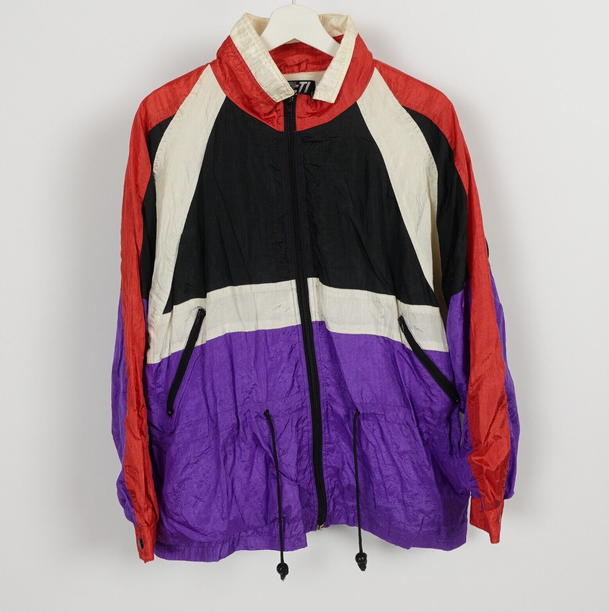 Vintage 80s Colorblock Mens Windbreaker Jacket Full Zip Vintage 80s Colorblock Mens Windbreaker Jacket Full Zip