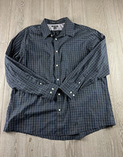 Eddie Bauer Shirt Mens 2XL Blue Plaid Long Sleeve Button Up Cotton Adult