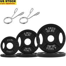 Classic Cast Iron Weight Plates Set 35lb 2Inch Olympic Strength Training Fitness