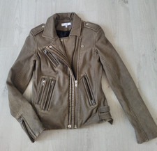 Women's Iro Leather Bicker Coat Green Color Size Label Eu 36 / Uk S