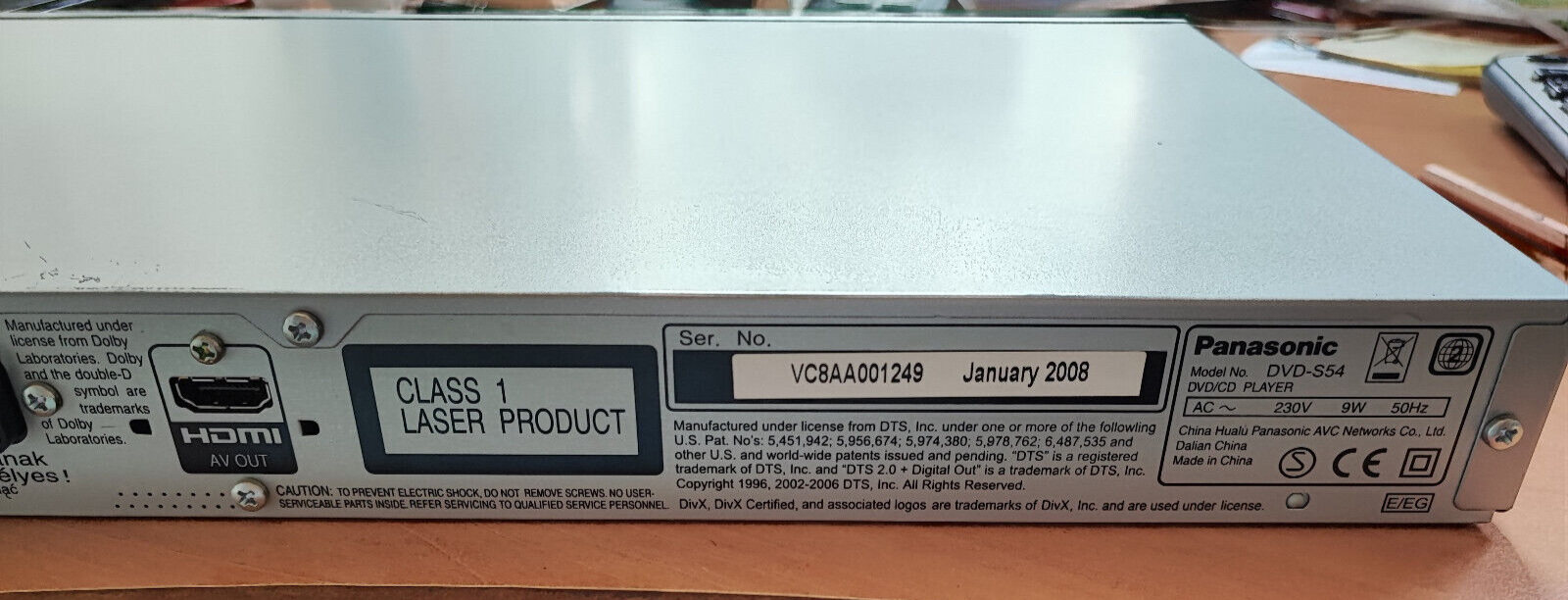PANASONIC DVDS54 DVD / CDPlayer + Fernbedienung + HDMI + guter