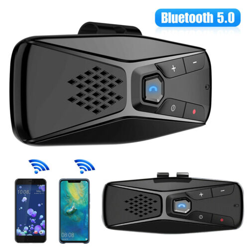 Wireless Multipoint Bluetooth 5.0 Hands Free Car Kit Speakerphone Speaker Visor - Picture 1 of 10
