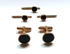 Vintage Black Onyx  12K Gold-Filled Cuff Links
