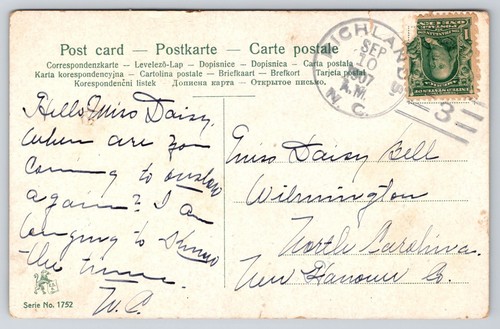 Frauen Damen Hinterhof Garten Werkzeug Band Humor Postkarte Richlands NC 1907 - Bild 2 von 2