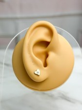 14K SOLID Gold Heart Earrings, Studs with Cubic Zirconia, Romantic, Love Jewelry