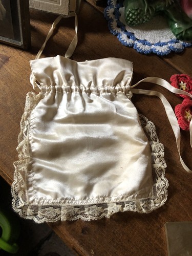 Vintage Antique 1900’s Edwardian Silk Lace Wedding Purse Very Nice - Foto 4 di 5