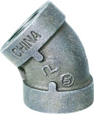 300LB XH Malleable Iron 3/8" FIP Elbow 45 Degree, Galvanized Pipe Fitting