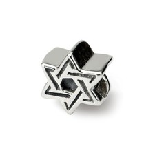 Star of David Kids Bead .925 Sterling Silver Antique Finish Reflection Beads