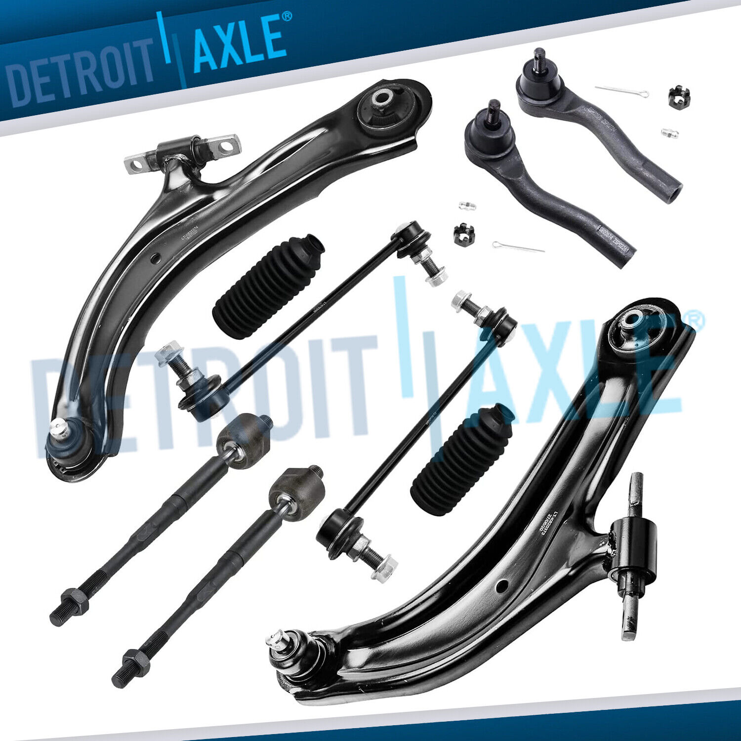 10pc Front Lower Control Arm + Tie Rod + Sway Bar for 2007-2012