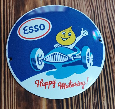 Esso happy Motoring Tür Emailschild NEU Werkstatt Garage Schild 12cm RUND