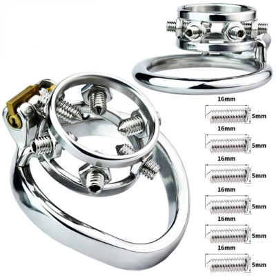 Updated Stainless Steel Male Chastity Cage Device Men Metal Locking Screw Spike