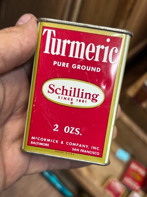 Vintage Spice Tin, 1950 Schilling 2 oz Turmeric, from San Francisco
