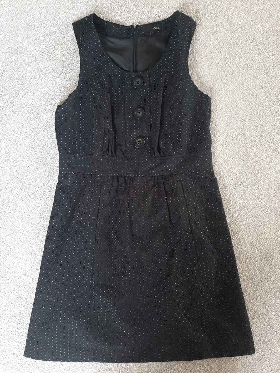 Next Black Spot Sleeveless shift dress, Size 10, lined, pockets