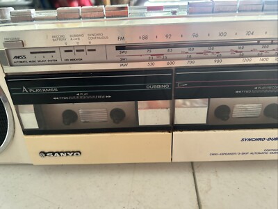 Vintage Sanyo M-W15K Boombox Stereo System Radio Cassette Player