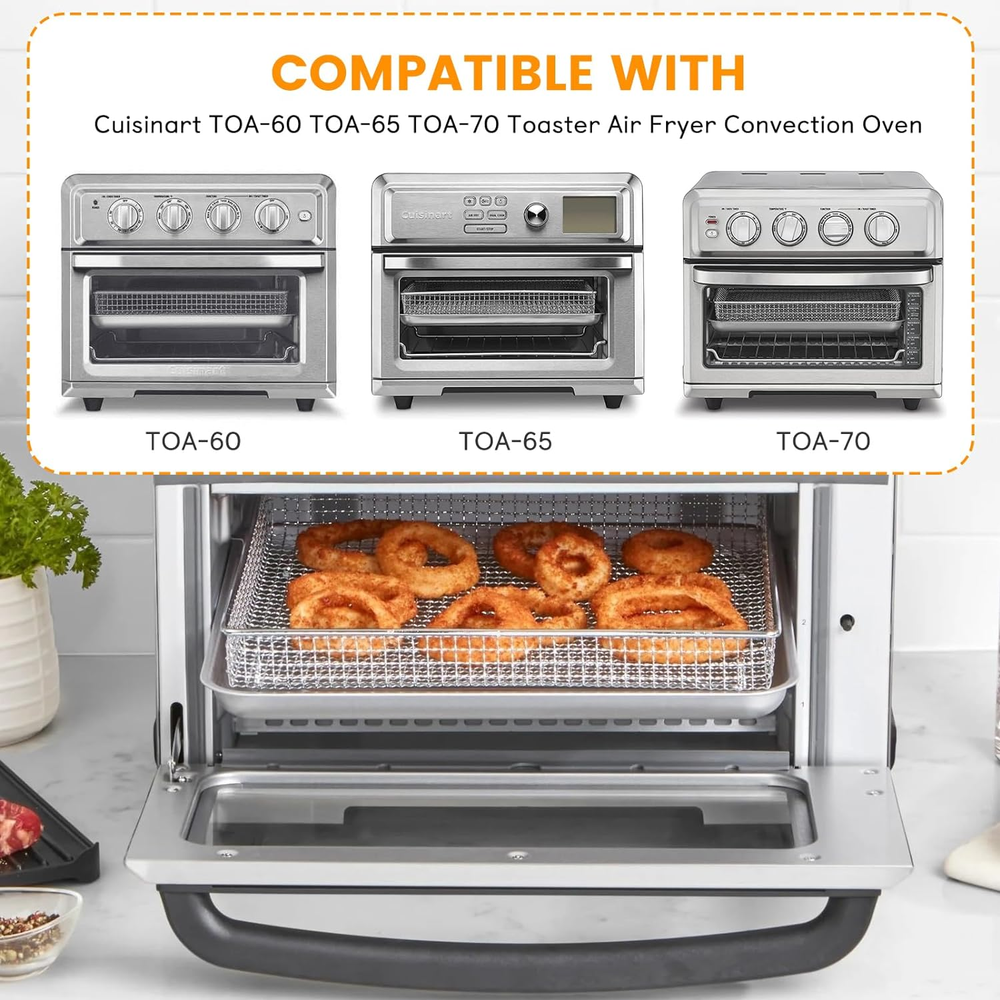 Nonstick Air Fryer Basket Tray Compatible with Cuisinart TOA-60 TOA-65 TOA-70 Toaster Oven Air Fryers