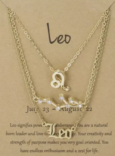 Zodiac Sign 3 Pcs Crystal Gold Pendant Nwt July 23 August 22 Leo 22 Cstm Gift Ebay