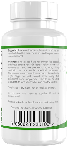 Bitartrate Choline | 120 Gelules 700mg | Sante cerveau du foie | Fabrique eu UK - Imagen 16 de 18