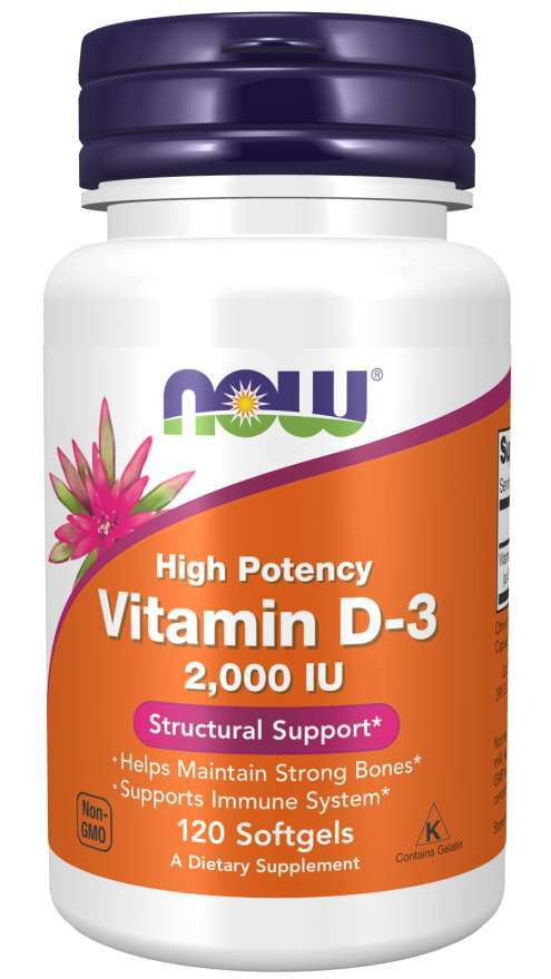 Now Foods Vitamin D3 2000IU Capsules 120 Softgels