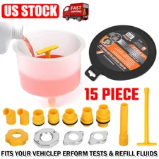 15 Pcs Spill Proof Radiator Coolant Filling Funnel Kit Car Fluid Cooling System