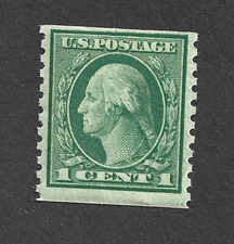 US STAMP 490 MINT NH OG Horiz. coil single 1 CENT GREEN FREE SHIP