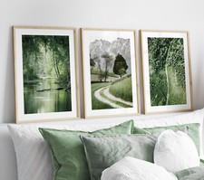 Set of 3 Sage Green Posters Pictures Fine Art Photography Landscape Wall Prints