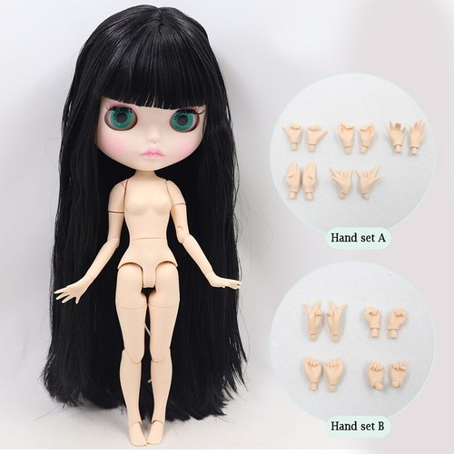 Muñeca Blythe "12 Cabello Negro Liso Cara Mate Desnudo Cuerpo Articulado Piel Blanca Regalo - Imagen 19 de 22