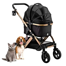 ENZO Monza Luxury 3-in-1 Dog Stroller+Pet Carrier+Pet Car Seat for S,M Pets 45LB