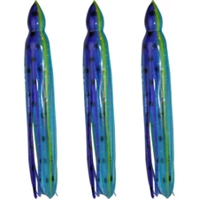 5.5" to 8.5" Octopus Hoochie Squid Skirt - Purple and Aqua Blue  - 3 Pack
