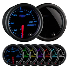GlowShift 52mm Tinted Diesel Truck Boost 60 PSI Gauge w. 7 LED Colors