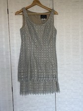 Alex Evening Petite Silver Lace Sleeveless Cocktail Party Sheath Dress 6P