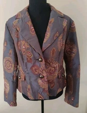 VTG Brocade Jacquard Jacket Womens Size 16P Paisley Speigel Petite