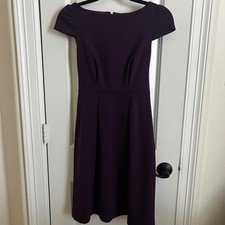 Adrianna Papell Purple Fit & Flare Dress Classic Preppy Elegant Feminine office