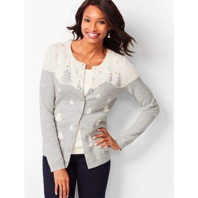 Talbots Women s Charming Cardigan Wintery Forest Size L?