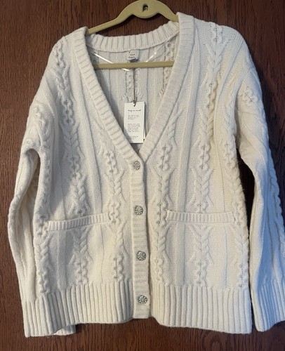 Women’s NWT A New Day Oversized Cardigan Sweater-XS-Cream-decorative Buttons. - Picture 1 of 4