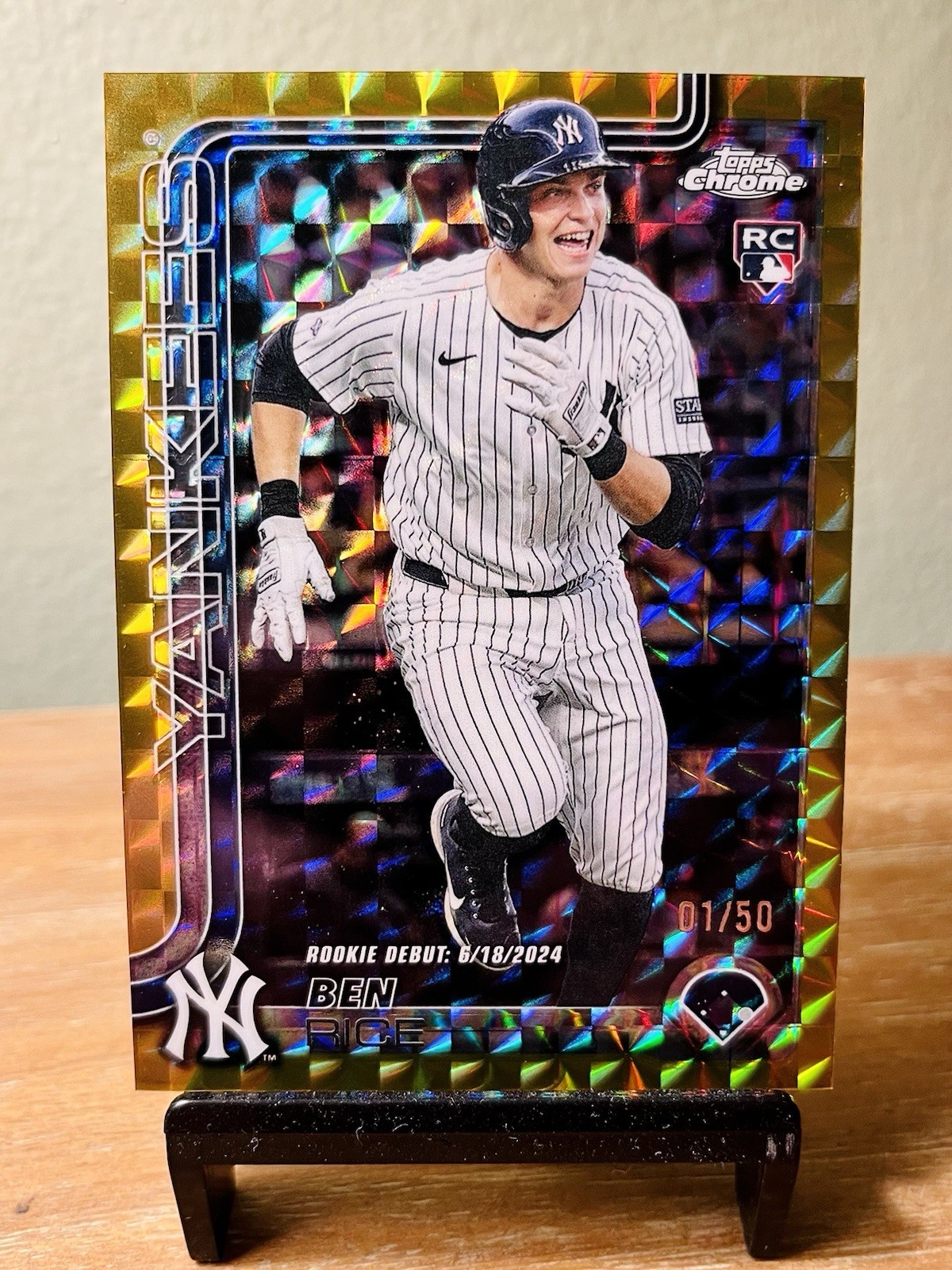 Ben Rice 2025 Topps Chrome Update #USC138 Gold Geometric Refractor RC 1/50