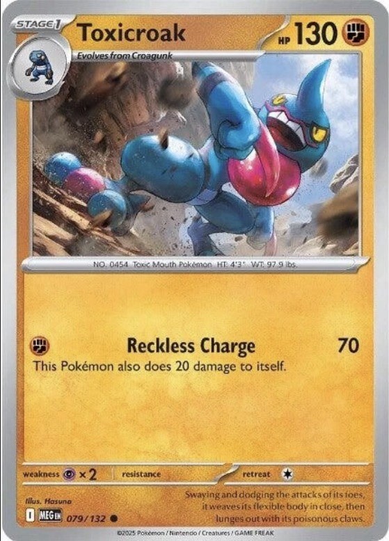 Toxicroak 079/132 - Mega Evolution Reverse Holo - NM