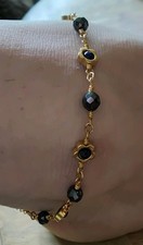 ANKLET FACETED HEMATITE MAGNETIC STONES GOLDTONE CHAIN 9.5-11 ARTHRITIS THERAPY