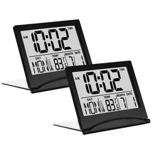 Betus 2 Pack Digital Travel Alarm Clock - Foldable LCD Clock Compact Desk Clock